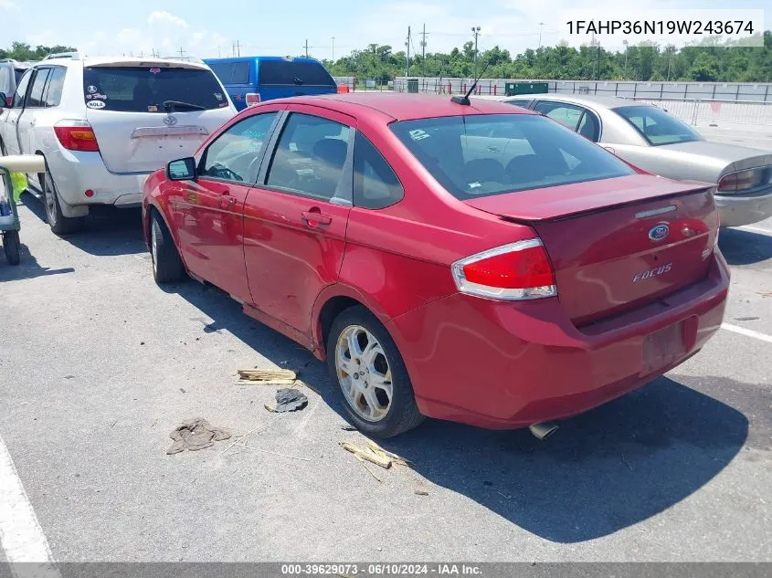 2009 Ford Focus Ses VIN: 1FAHP36N19W243674 Lot: 39629073