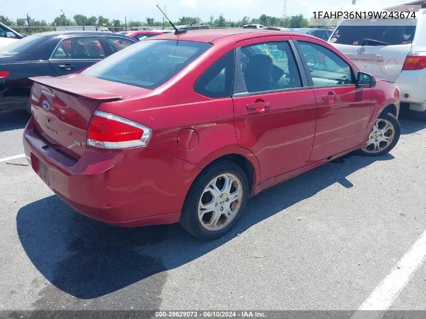 2009 Ford Focus Ses VIN: 1FAHP36N19W243674 Lot: 39629073