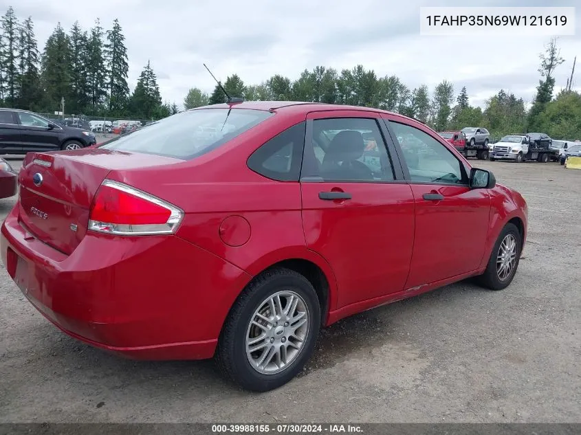 2009 Ford Focus Se VIN: 1FAHP35N69W121619 Lot: 39988155