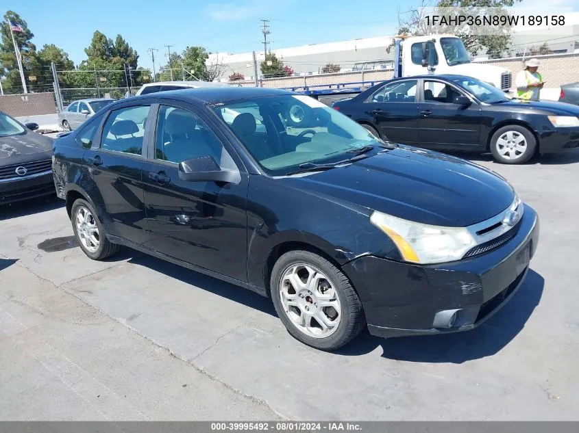 2009 Ford Focus Ses VIN: 1FAHP36N89W189158 Lot: 39995492