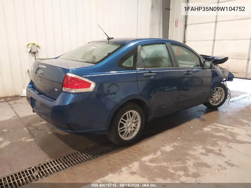 1FAHP35N09W104752 2009 Ford Focus Se