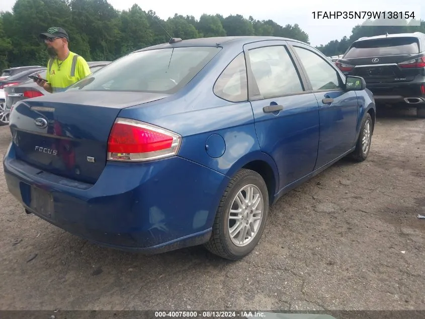 2009 Ford Focus Se VIN: 1FAHP35N79W138154 Lot: 40075800