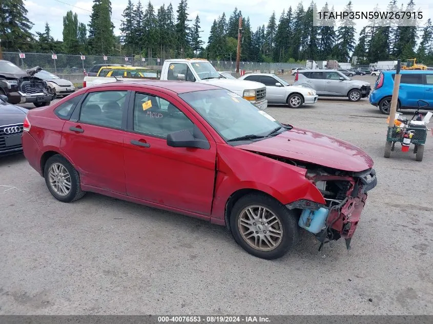 2009 Ford Focus Se VIN: 1FAHP35N59W267915 Lot: 40076553