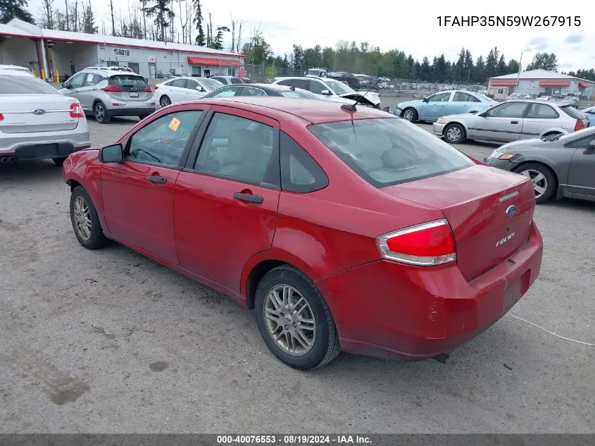 2009 Ford Focus Se VIN: 1FAHP35N59W267915 Lot: 40076553