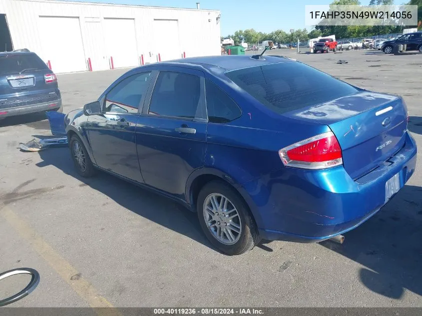 2009 Ford Focus Se VIN: 1FAHP35N49W214056 Lot: 40119236