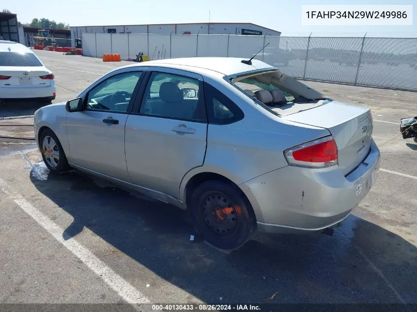 2009 Ford Focus S VIN: 1FAHP34N29W249986 Lot: 40130433