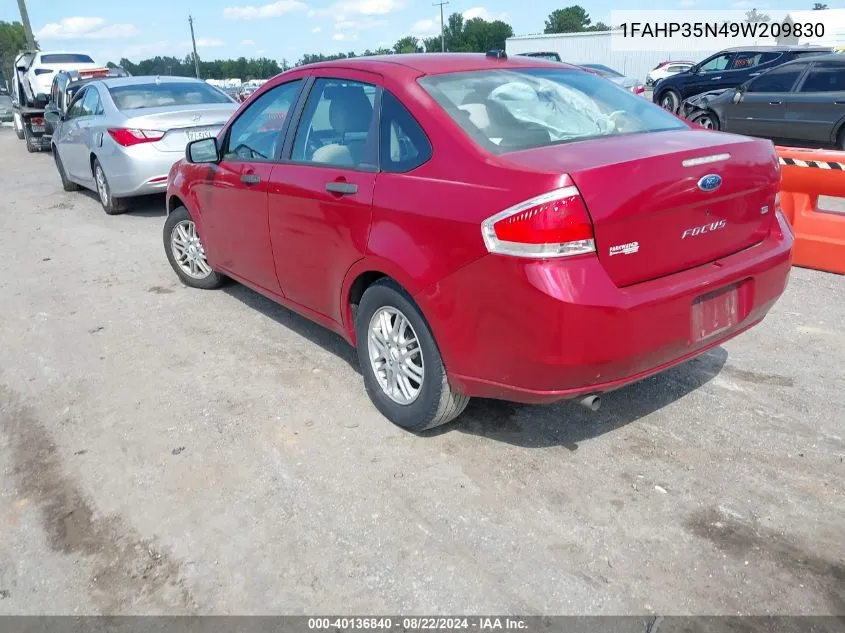 1FAHP35N49W209830 2009 Ford Focus Se