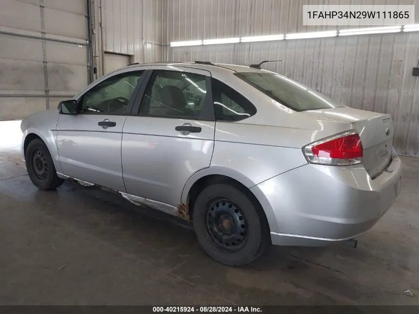 2009 Ford Focus S VIN: 1FAHP34N29W111865 Lot: 40215924