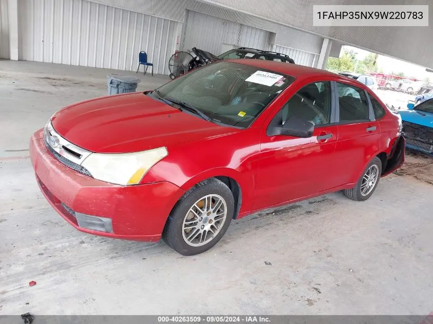 2009 Ford Focus Se VIN: 1FAHP35NX9W220783 Lot: 40263509