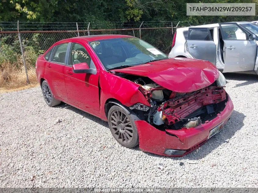 2009 Ford Focus Ses VIN: 1FAHP36N29W209257 Lot: 40278475