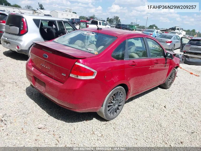 2009 Ford Focus Ses VIN: 1FAHP36N29W209257 Lot: 40278475