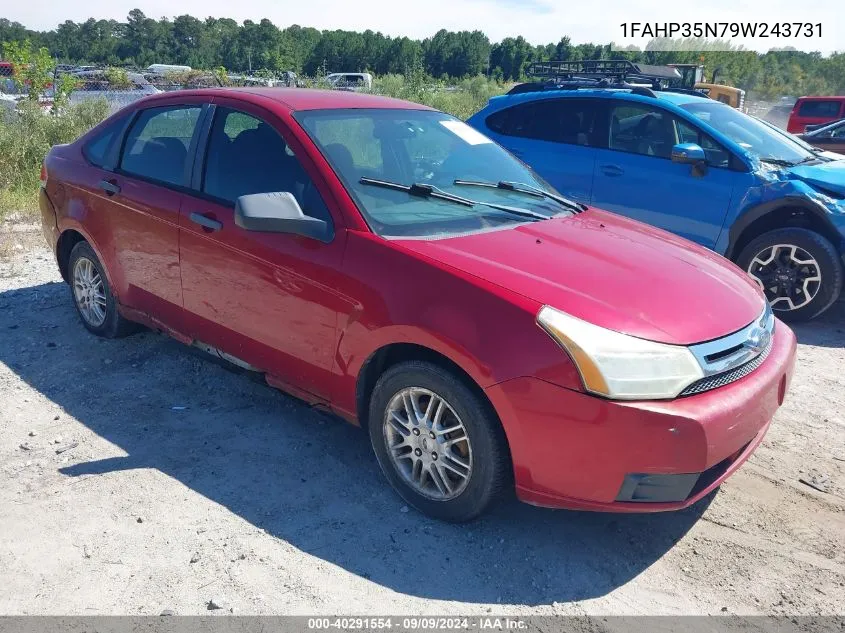 2009 Ford Focus Se VIN: 1FAHP35N79W243731 Lot: 40291554