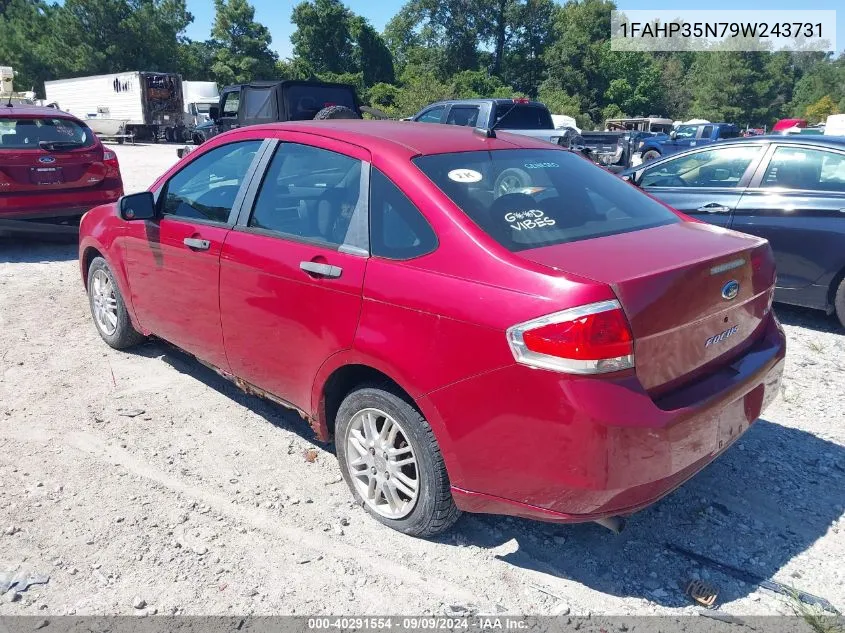 2009 Ford Focus Se VIN: 1FAHP35N79W243731 Lot: 40291554