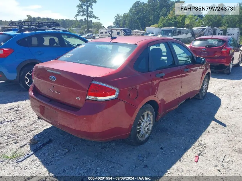 2009 Ford Focus Se VIN: 1FAHP35N79W243731 Lot: 40291554