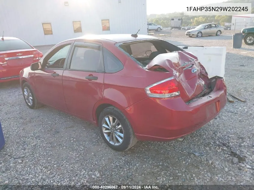 2009 Ford Focus Se VIN: 1FAHP35N29W202245 Lot: 40296067