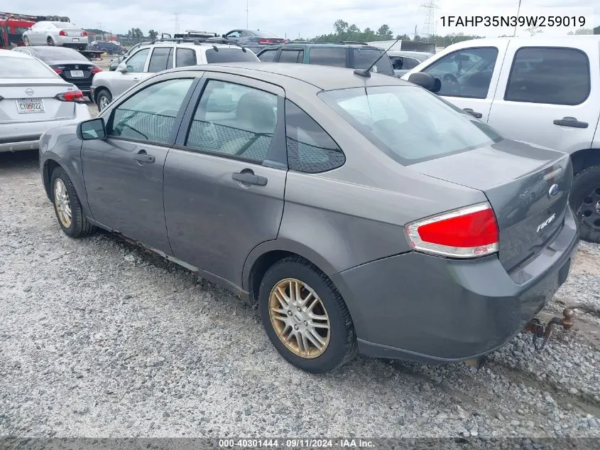 2009 Ford Focus Se VIN: 1FAHP35N39W259019 Lot: 40301444