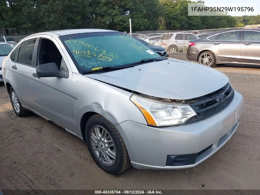 2009 Ford Focus Se VIN: 1FAHP35N29W195796 Lot: 40335704