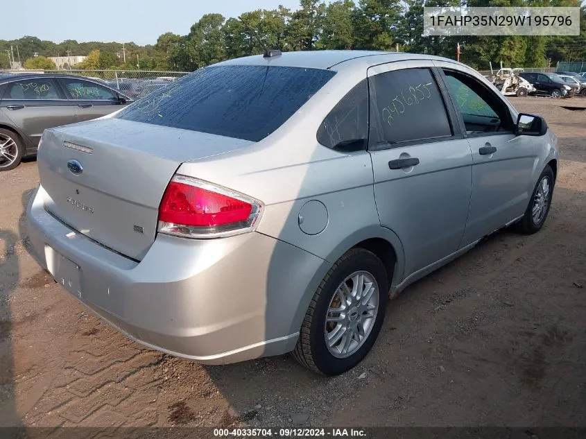 2009 Ford Focus Se VIN: 1FAHP35N29W195796 Lot: 40335704