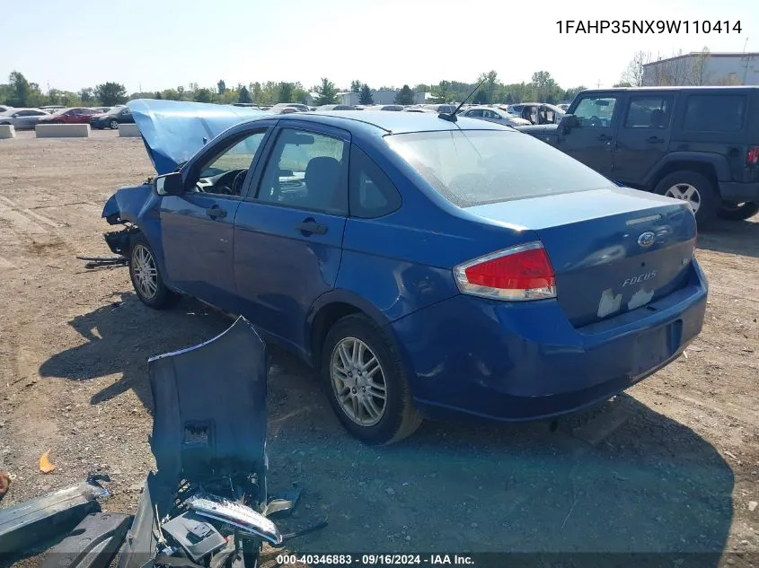 2009 Ford Focus Se VIN: 1FAHP35NX9W110414 Lot: 40346883