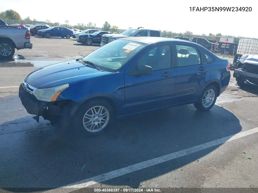 2009 Ford Focus Se VIN: 1FAHP35N99W234920 Lot: 40368397