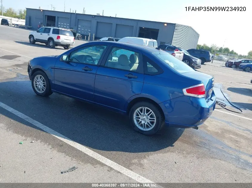 2009 Ford Focus Se VIN: 1FAHP35N99W234920 Lot: 40368397