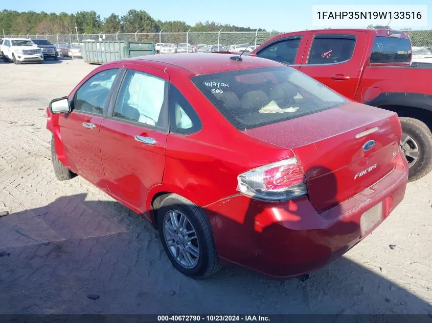 2009 Ford Focus Se VIN: 1FAHP35N19W133516 Lot: 40672790