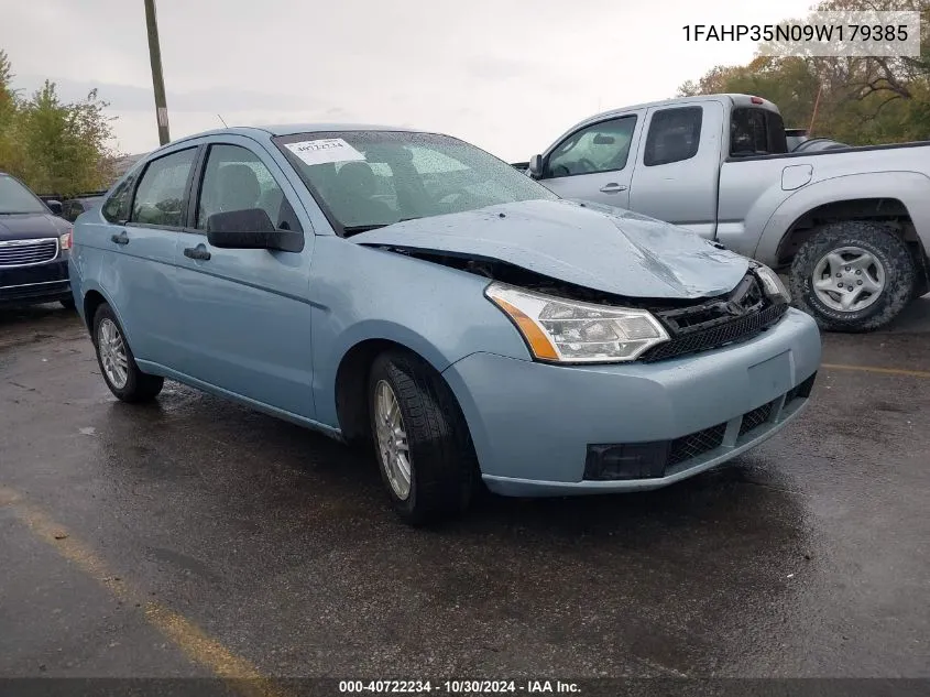 2009 Ford Focus Se VIN: 1FAHP35N09W179385 Lot: 40722234