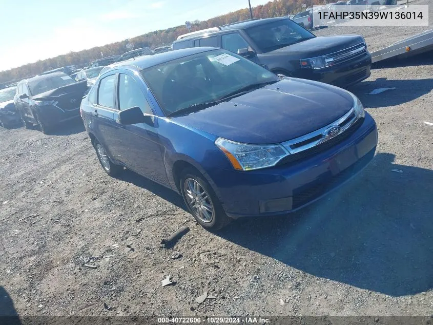 2009 Ford Focus Se VIN: 1FAHP35N39W136014 Lot: 40722606