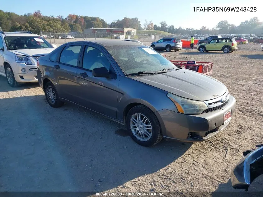 2009 Ford Focus Se VIN: 1FAHP35N69W243428 Lot: 40726559