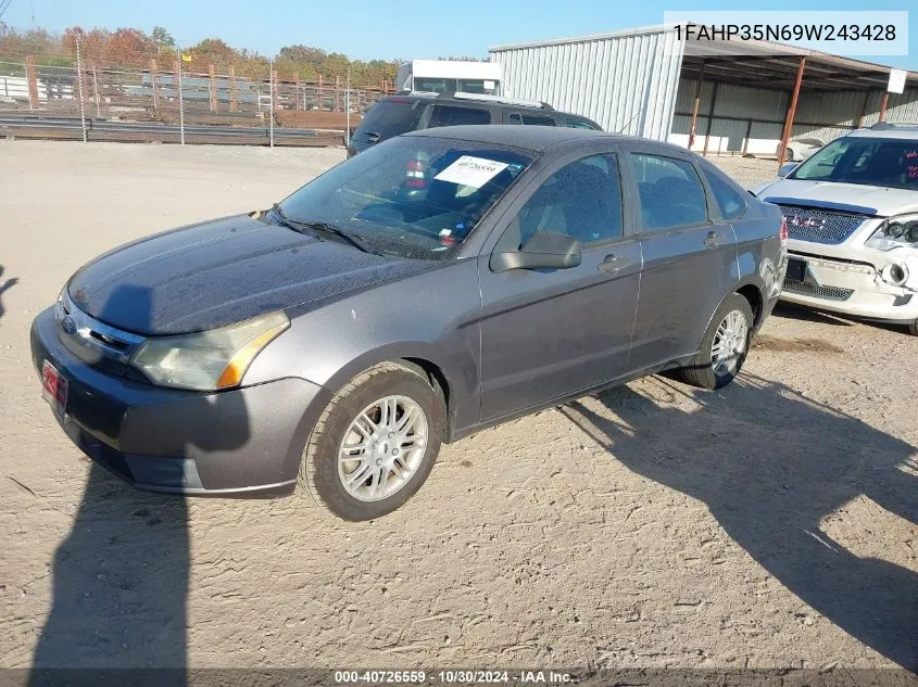 2009 Ford Focus Se VIN: 1FAHP35N69W243428 Lot: 40726559