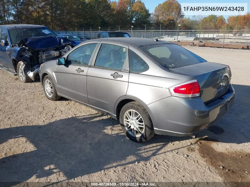 2009 Ford Focus Se VIN: 1FAHP35N69W243428 Lot: 40726559