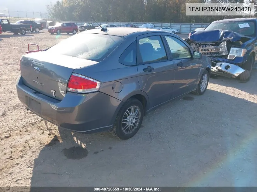 2009 Ford Focus Se VIN: 1FAHP35N69W243428 Lot: 40726559