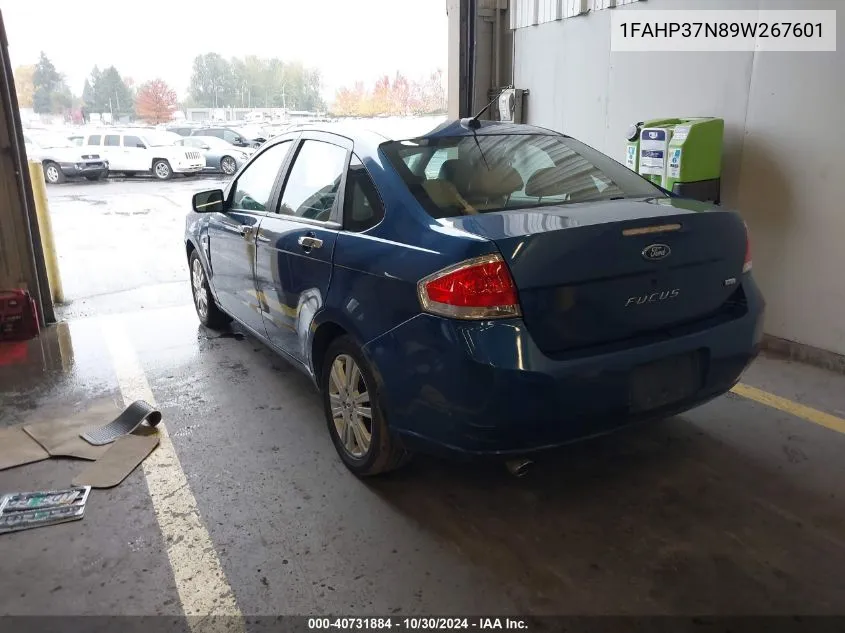 2009 Ford Focus Sel VIN: 1FAHP37N89W267601 Lot: 40731884