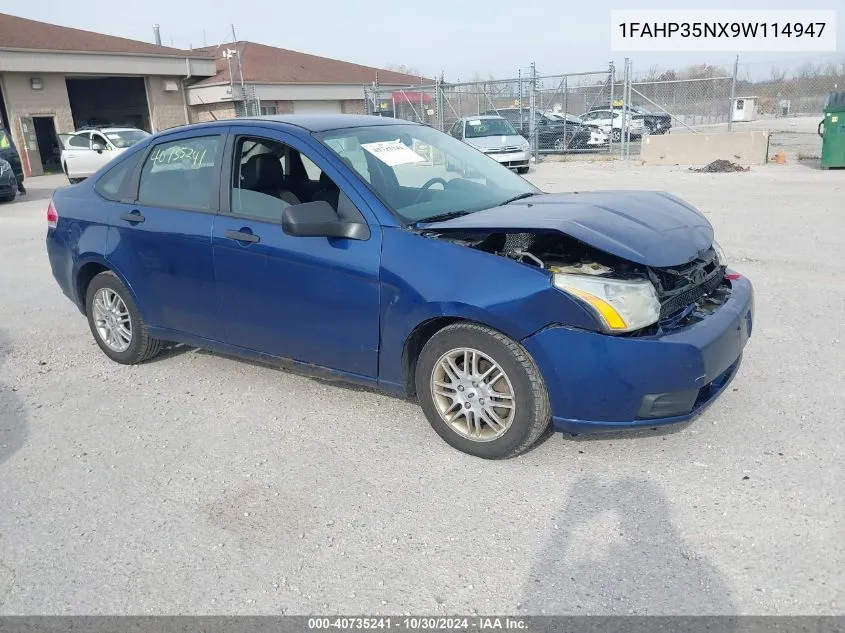 2009 Ford Focus Se VIN: 1FAHP35NX9W114947 Lot: 40735241