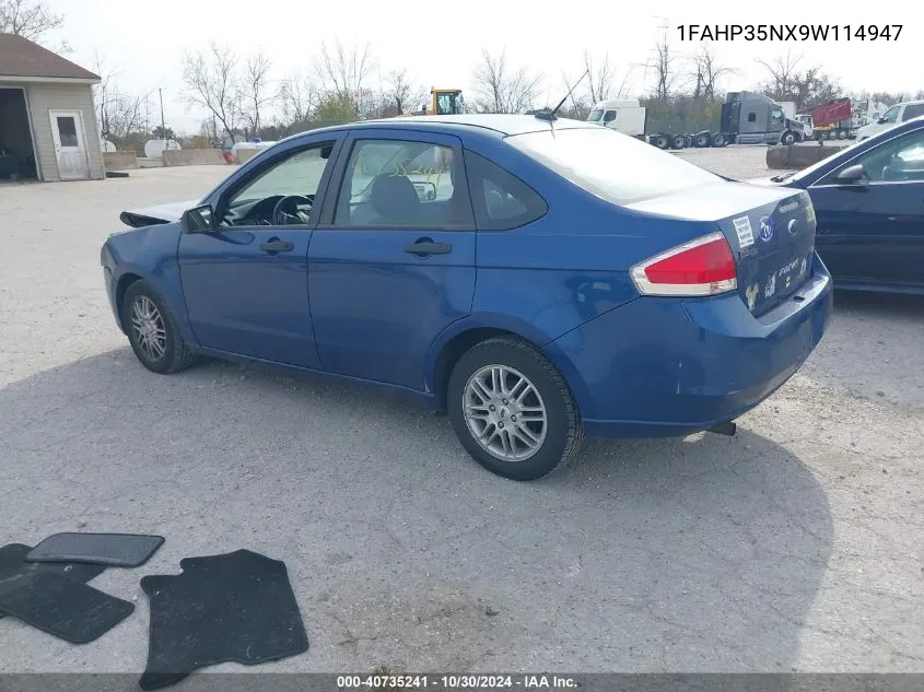 2009 Ford Focus Se VIN: 1FAHP35NX9W114947 Lot: 40735241