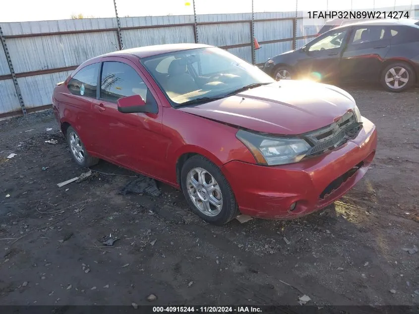 2009 Ford Focus Se VIN: 1FAHP32N89W214274 Lot: 40915244