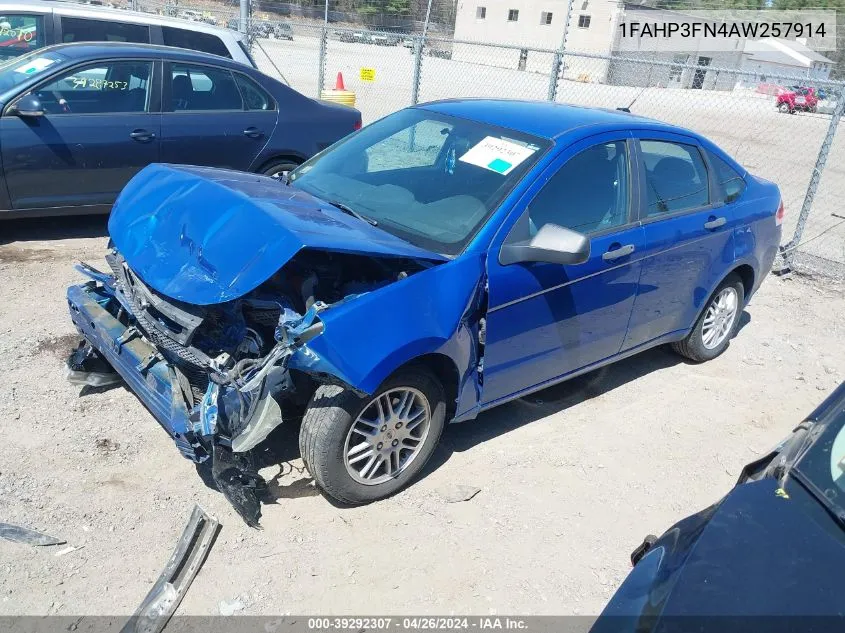 2010 Ford Focus Se VIN: 1FAHP3FN4AW257914 Lot: 39292307