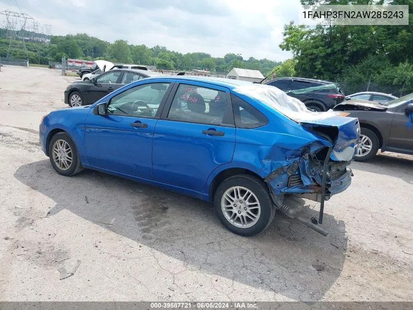 2010 Ford Focus Se VIN: 1FAHP3FN2AW285243 Lot: 39587721