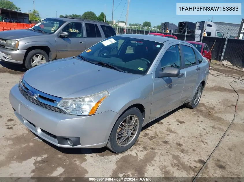 2010 Ford Focus Se VIN: 1FAHP3FN3AW153883 Lot: 39618484