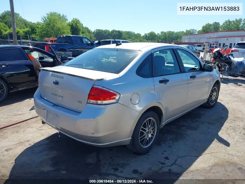 2010 Ford Focus Se VIN: 1FAHP3FN3AW153883 Lot: 39618484