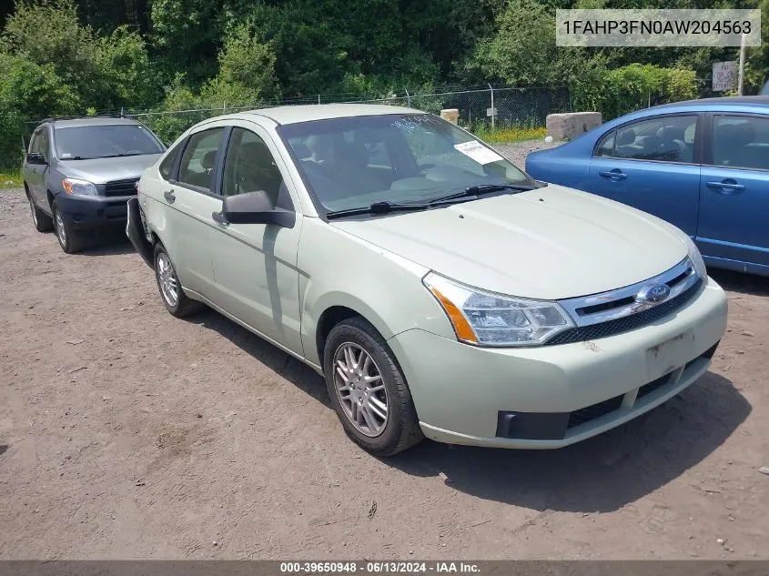 2010 Ford Focus Se VIN: 1FAHP3FN0AW204563 Lot: 39650948