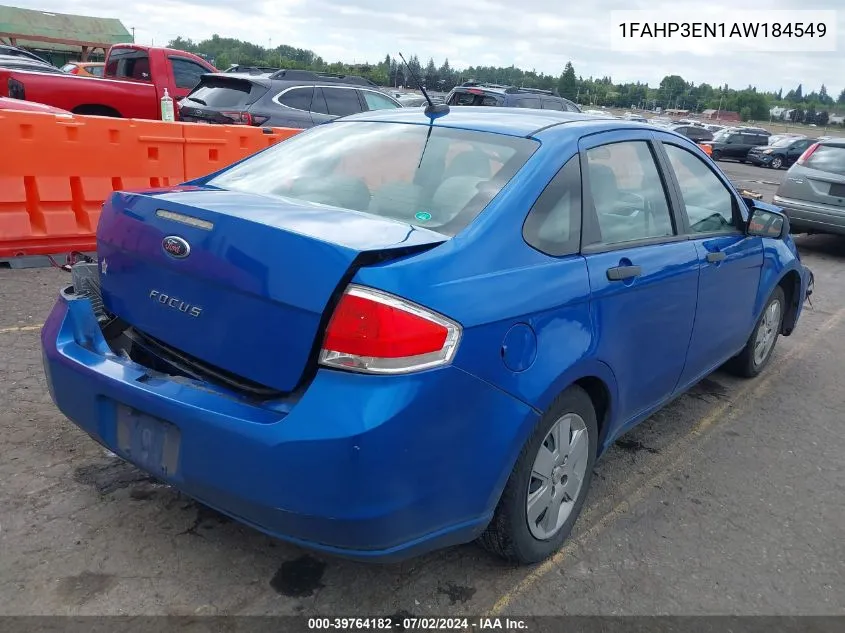 2010 Ford Focus S VIN: 1FAHP3EN1AW184549 Lot: 39764182