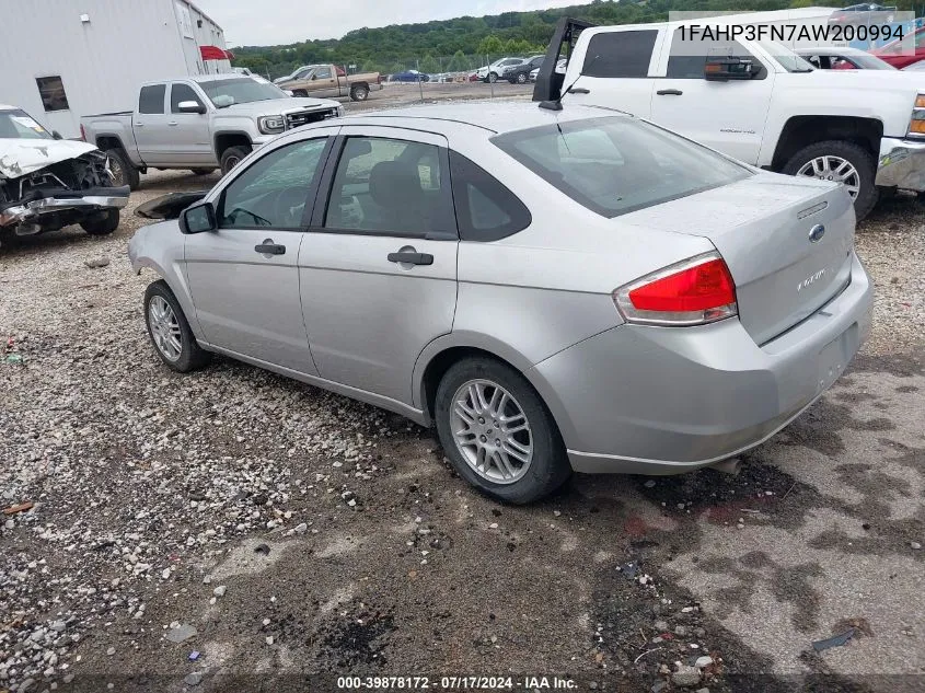 2010 Ford Focus Se VIN: 1FAHP3FN7AW200994 Lot: 39878172