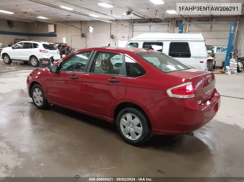 2010 Ford Focus S VIN: 1FAHP3EN1AW206291 Lot: 40005521