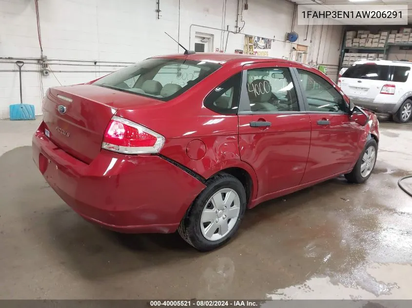 2010 Ford Focus S VIN: 1FAHP3EN1AW206291 Lot: 40005521