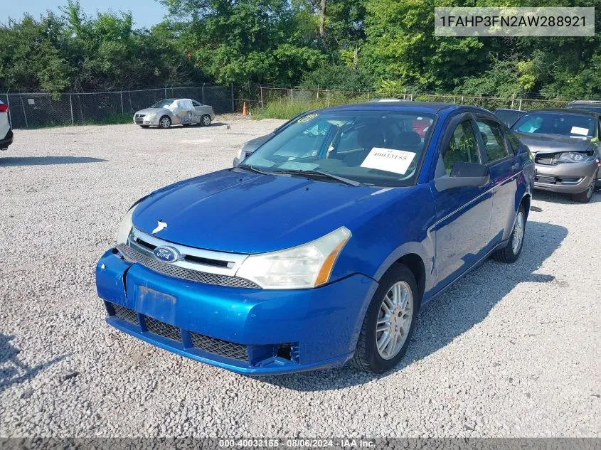 2010 Ford Focus Se VIN: 1FAHP3FN2AW288921 Lot: 40033155