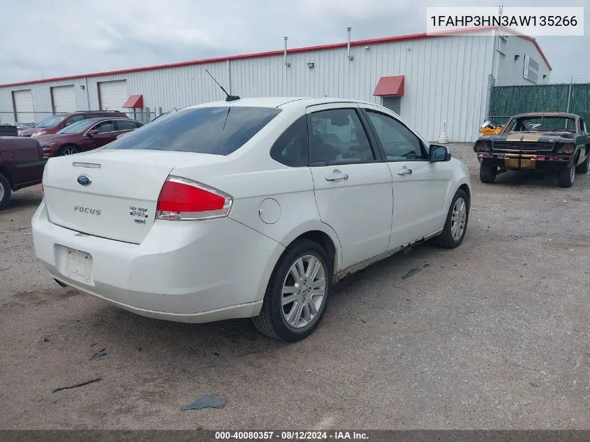 1FAHP3HN3AW135266 2010 Ford Focus Sel