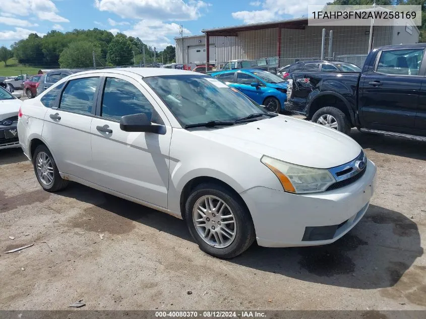 2010 Ford Focus Se VIN: 1FAHP3FN2AW258169 Lot: 40080370