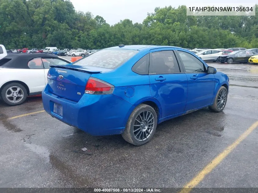 2010 Ford Focus Ses VIN: 1FAHP3GN9AW136634 Lot: 40087508