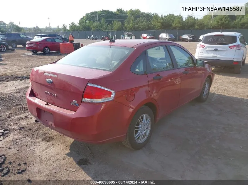 2010 Ford Focus Se VIN: 1FAHP3FN8AW146587 Lot: 40098605